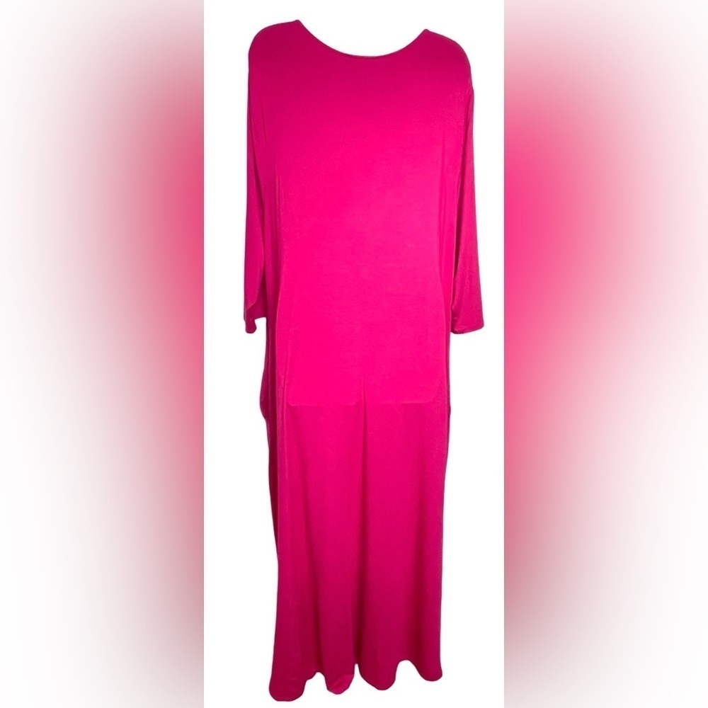 Catherines Jersey Maxi Pink Dress Size 2X Free & Easy With Pockets 3/4 Sleeves - Picture 6 of 13